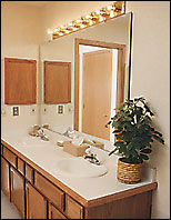 Double Sink Countertop with Oak Vanity